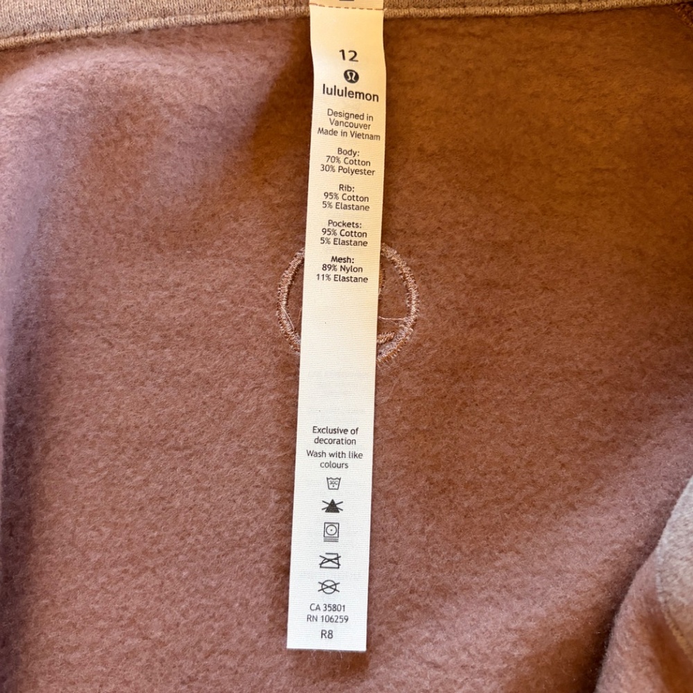 Lululemon sweater jacket, size 12, cream/light blush - Picture 6 of 7